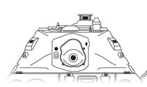 Vista frontal de la torreta de un T-34 Mod. 1940 con cañón L-11.
