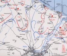 Mapa de situación del frente en Sword al final del Día D.