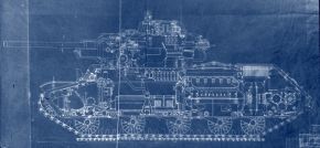 Plano de sección longitudinal lateral del segundo prototipo del KV-13, terminado en diciembre de 1942.