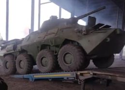 Un R-149MA1 ruso equipado con una torreta de BRM-1K y su cañón 2А28 de 73 mm. Capturado por tropas ucranianas a principios de septiembre de 2023.[1]