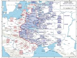 Mapa de situación militar en el que se muestran las fuerzas desplegadas por cada bando a lo largo del frente durante la operación.