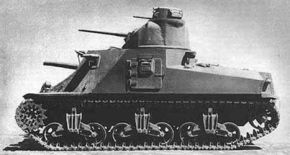 Un tanque estadounidense M3A3 Medium Tank, armado con hasta 4 ametralladoras M1919, incluida una en la cúpula del comandante.