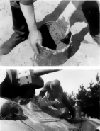 Fotografías de un manual de lucha anticarro alemán en el que los soldados recibían instrucciones de recoger un balde de lodo y tapar completamente los dispositivos de observación de un tanque.