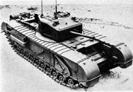 Vista superior de un Churchill Mk.III, la única variante producida con torreta de acero laminado.