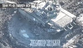 PT-91 Twardy ucraniano dañado y abandonado tras un ataque con misiles de tropas anticarro rusas. Abril de 2024.