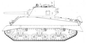 Plano de un M4A3(75) de segunda generación, con nuevo glacis, escotillas grandes, y nueva cúpula de comandante.