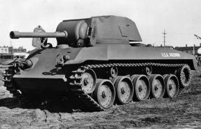 Prototipo T49 GMC, armado con el cañón anticarro 57 mm Gun M1 derivado del 6 libras británico.