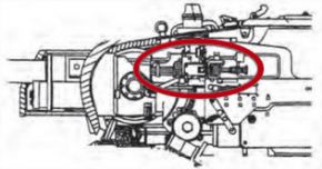 Posición de la mira telescópica TMFD-7 en un T-34 con cañón F-34.