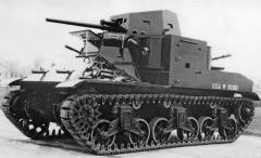 Prototipo T5 Medium Tank Phase I con muchas partes de madera y cañón ficticio, febrero de 1938.