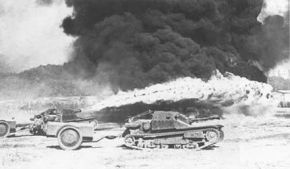Un grupo de L3/35 Lf en acción.