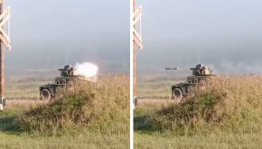Un M1167 HMMWV ucraniano disparando un misil TOW en septiembre de 2022.