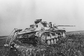 Un Panzer III destruido en Prójorovka.