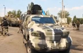 Un KrAZ Kuguar desplegado en el Dombás en septiembre de 2014.
