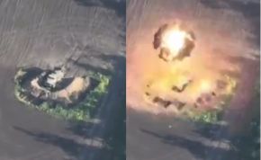 Fotogramas de la destrucción de un Grad ruso en junio de 2023 mediante un ataque ucraniano con artillería de precisión con detonación aérea.