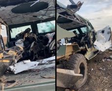 Imágenes de un Roshel Senator totalmente destrozado en el campo de batalla, enero de 2024.[4]