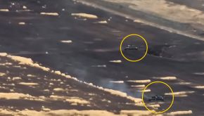Los 2 tanques T-64BV ucranianos tomando posiciones de combate.