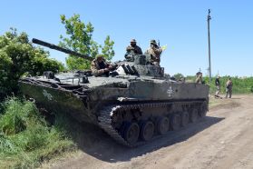 Un BMP-3 capturado en servicio con la 56.ª Brigada Motorizada.