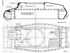 Plano del casco del Hotchkiss H35. Se pueden apreciar las distintas piezas de acero fundido unidas mediante tornillos.