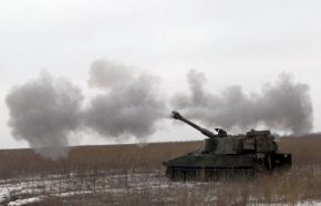 M109A3GN de la 72.ª Brigada Mecanizada disparando un en el Óblast de Donetsk en enero de 2023.